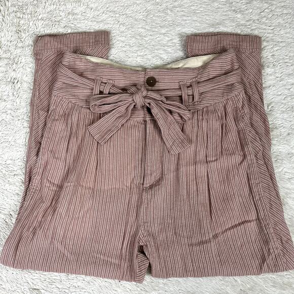 Free People Rumors Harem High Waist Belted Tie at Waist Pants Boho Cotton Mauve - Picture 2 of 13